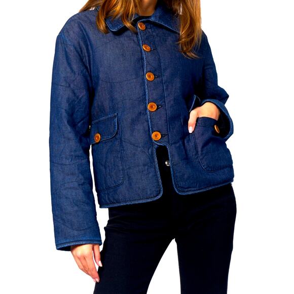 NWT $598 ANTHROPOLOGIE  DAILY BLUE ADRIANO GOLDSCHMIED denim sherpa jacke… - Picture 5 of 16